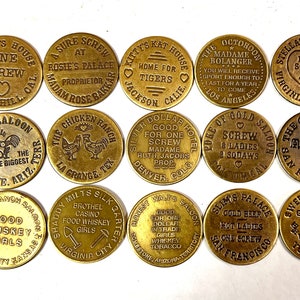 Brass Brothel Tokens, Fun Gift, Coin, Conversation Piece, Your Choice, Jewelry and Craft Supply