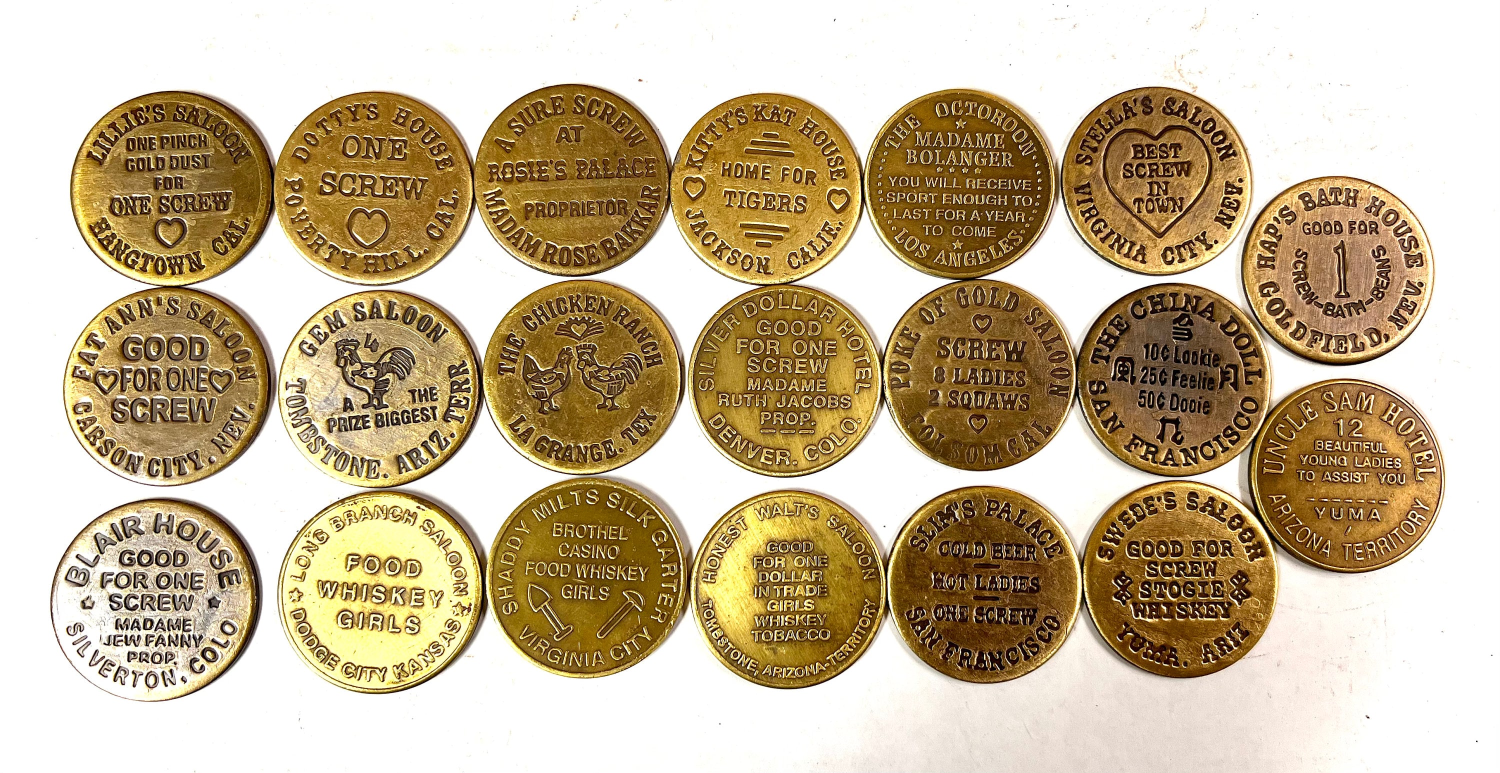 Brass Brothel Tokens, Fun Gift, Coin, Conversation Piece, Your Choice,  Jewelry and Craft Supply 