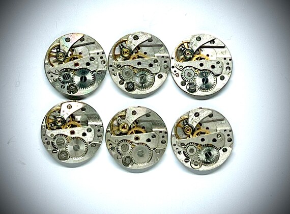 Watch Parts, Vintage Watch Movements Parts Lot Grouping of Six Round,  Jewelry and Craft Supply 