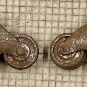 One Pair of Vintage Steel Swivel Caster Wheels, Reclaimed Salvage Repair and Replacement Parts