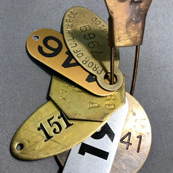 Tags, Steampunk, Vintage Metal Tag Assortment - Group Of 7