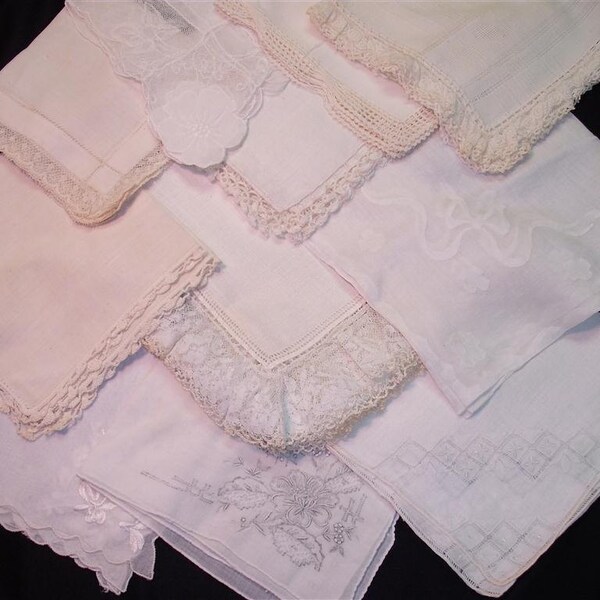 Handkerchiefs - Vintage Grouping of 11 - (D) - Hanky Panky - All White