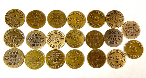 Brass Brothel Tokens, Fun Gift, Coin, Conversation Piece, Your Choice,  Jewelry and Craft Supply 