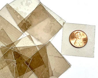 Mica Plates for Incense, 1 3/8” X 1 3/8”, Mica Tiles, Clear Mica Panes,  Heat Proof, Dielectric, Crafts, 25 or 50, Your Choice