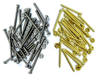 Screws, Micro Mini Fasteners - 50 Sets - Small, Tiny, Micro Screws with Nuts - Your Choice of Stainless Steel, or Brass