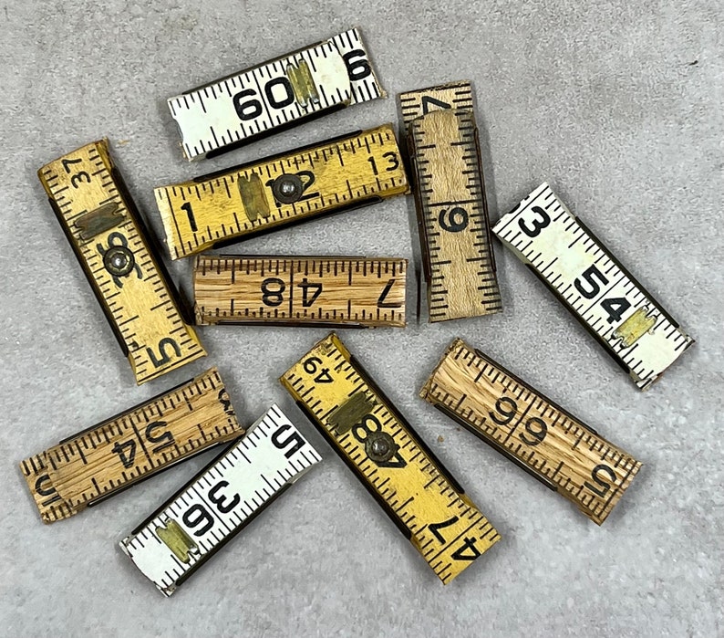 Vintage Folding Ruler Pieces 12 Ruler Sections, or 10 Hinge Sections, Your Choice, Drilled or Undrilled, Craft and Jewelry Supply image 3