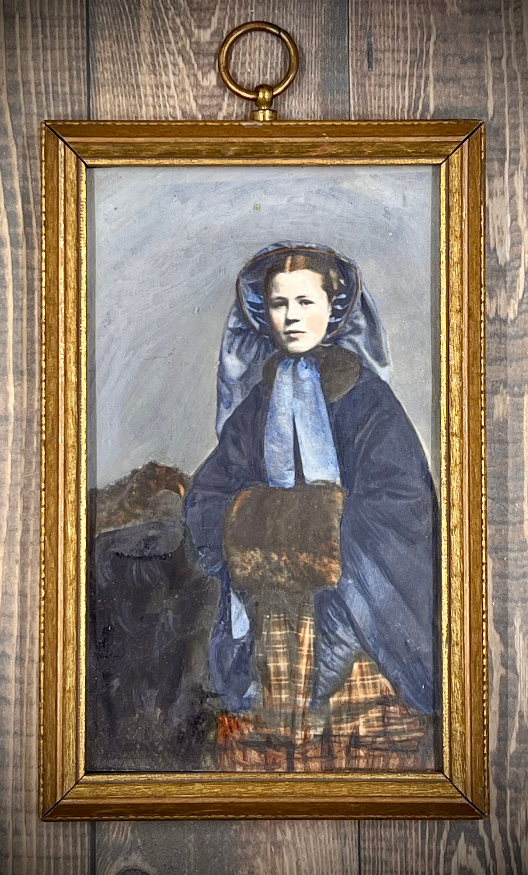Original Antique Woman Hand Painted Photograph, Original Frame 1800’s, Craft Supply, Collectible Photography