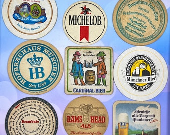 Grouping of Nine Vintage Foreign and Domestic Advertisement Drink Coasters, Craft Supplies, (Lot 2)