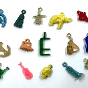 Vintage Gumball Machine - Cracker Jack Toy Prize Assortment, Group Of 15, Celluloid Plastic Charms, Collectible, Craft Supply, (A)