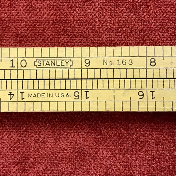 Vintage Four Fold Yardstick, Stanley No.163 Carpenters Ruler,  Cabinet Makers Ruler, 24” Measurement, Inches, Feet, Craft Supply Tool