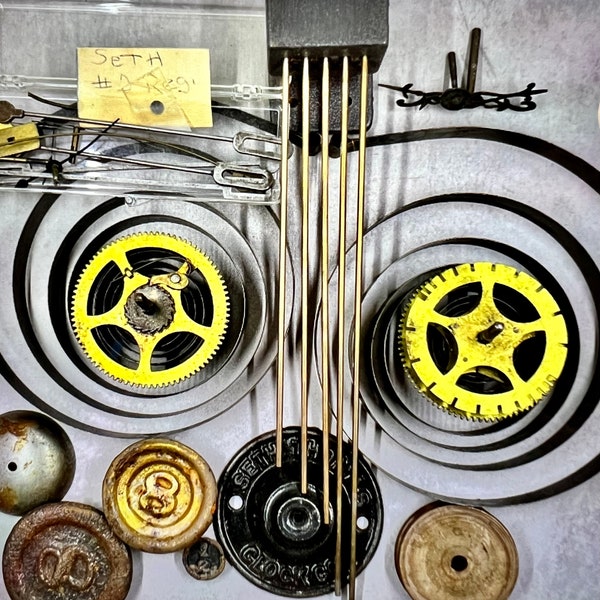 Uhr Teile, Steampunk, Nachlass Sortiment Große Vintage Glockenstäbe, Zugfedern, Reparatur Ersatzteile, Seth Thomas