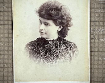 Original Antique Woman in Ornate Beaded Yoke Dress Photograph, Cabinet Card, Pictures Of Yesterday, Victorian Era, Craft Supply, Collectible