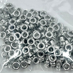 100 Eyelets, Grommets, Fastener 1/8, 3mm, Your Color Choice, Ant. Copper, Ant. Brass, Gun Metal, Silver, Gold, Jewelry and Craft Supply Satin Silver