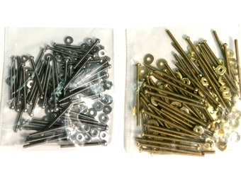 Tornillos, mini sujetadores - 50 juegos - Tornillos pequeños y diminutos con tuercas - Su elección de acero inoxidable o latón