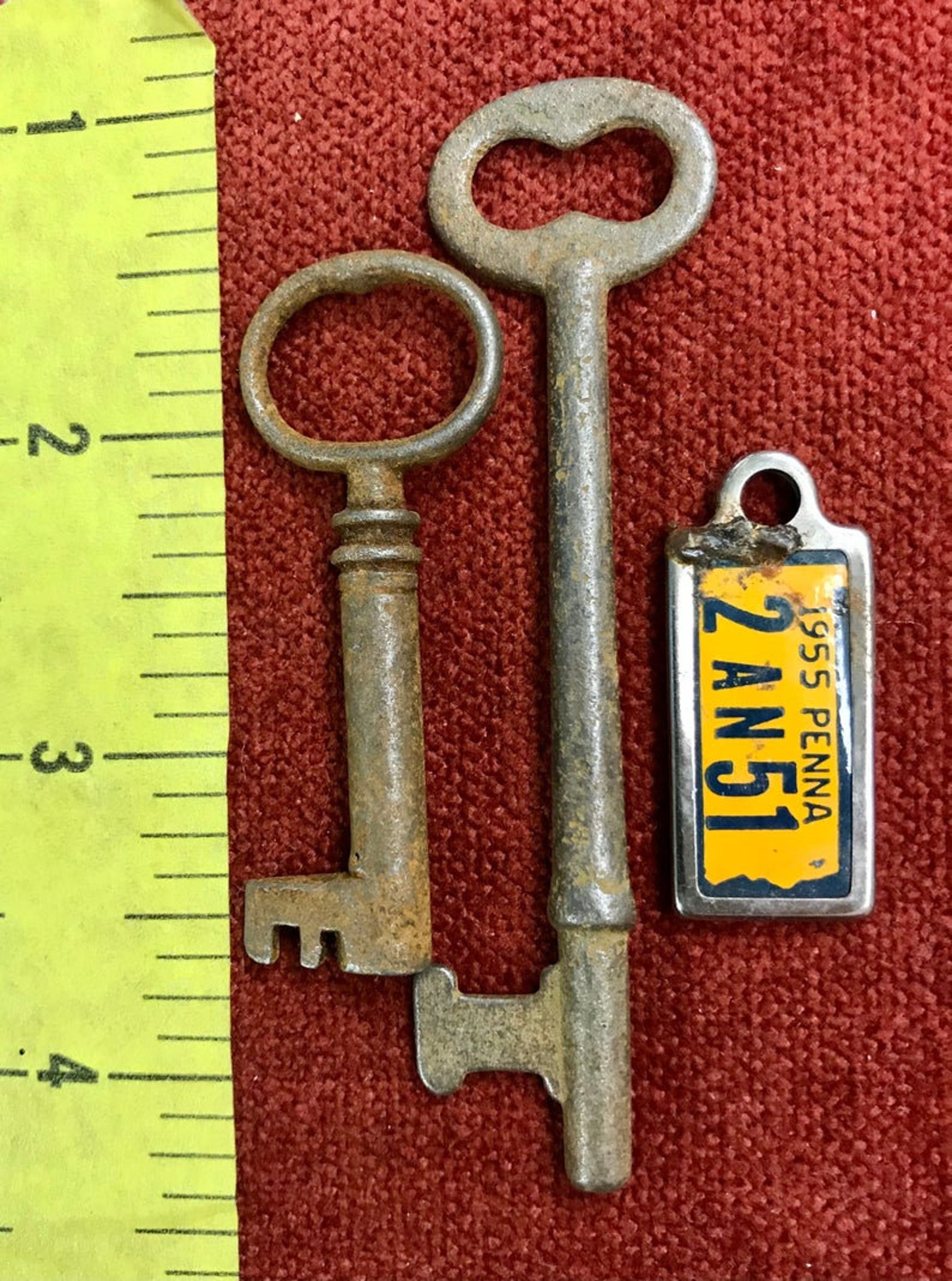 Original License Plate Keychain Tag With Skeleton Key and Etsy