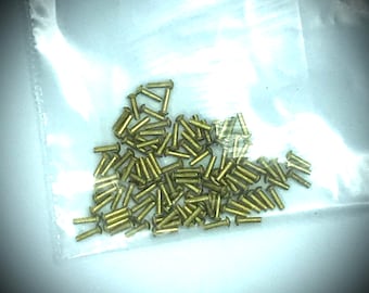 100 Teeny Tiny Micro Mini Fasteners - 1/32 Solid Micro Rivets - Brass, Jewelry and Craft Supply