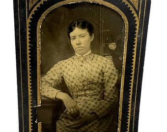 Antique Tintype Photograph, Original Victorian Tin Photography, Portrait Memory Photos, Collectible Decor or Craft Supply