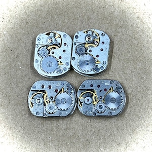 Watch parts, Vintage Premium Watch Movements Parts, Lot of 4 Identical Rectangular Shape, Jewelry and Craft Supply