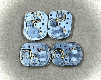 Pièces de montres, pièces de mouvements de montres premium vintage, lot de 4 formes rectangulaires identiques, bijoux et fournitures d'artisanat