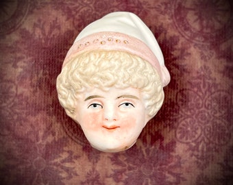 Quality Antique German Bisque Doll Head - One Beautiful And Ready To Use Doll Head For Art or Collect, Art Supply, Craft Supply