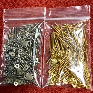 NEW Larger Quantities, Micro Mini Fasteners, 100 Sets, Micro Screws with Nuts and Washer, Your Choice Stainless Steel, Brass, Jewelry Supply