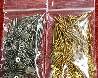 NEW Larger Quantities, Micro Mini Fasteners, 100 Sets, Micro Screws with Nuts and Washer, Your Choice Stainless Steel, Brass, Jewelry Supply