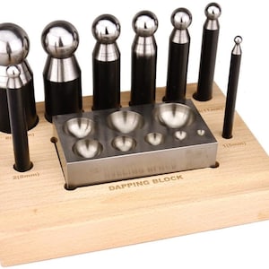 Dapping Doming Block 10 Piece Set, Hardened Steel, For Jewelry Making, The Same As Used In My Classes, Jewelry and Craft Supply Tool