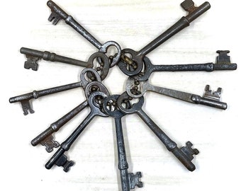 Lot Of 10 Collectible Original Antique Skeleton Keys - Unique and Ready To Be Used In Your Art, Craft Supply, Jewelry Supply, Steampunk LotB