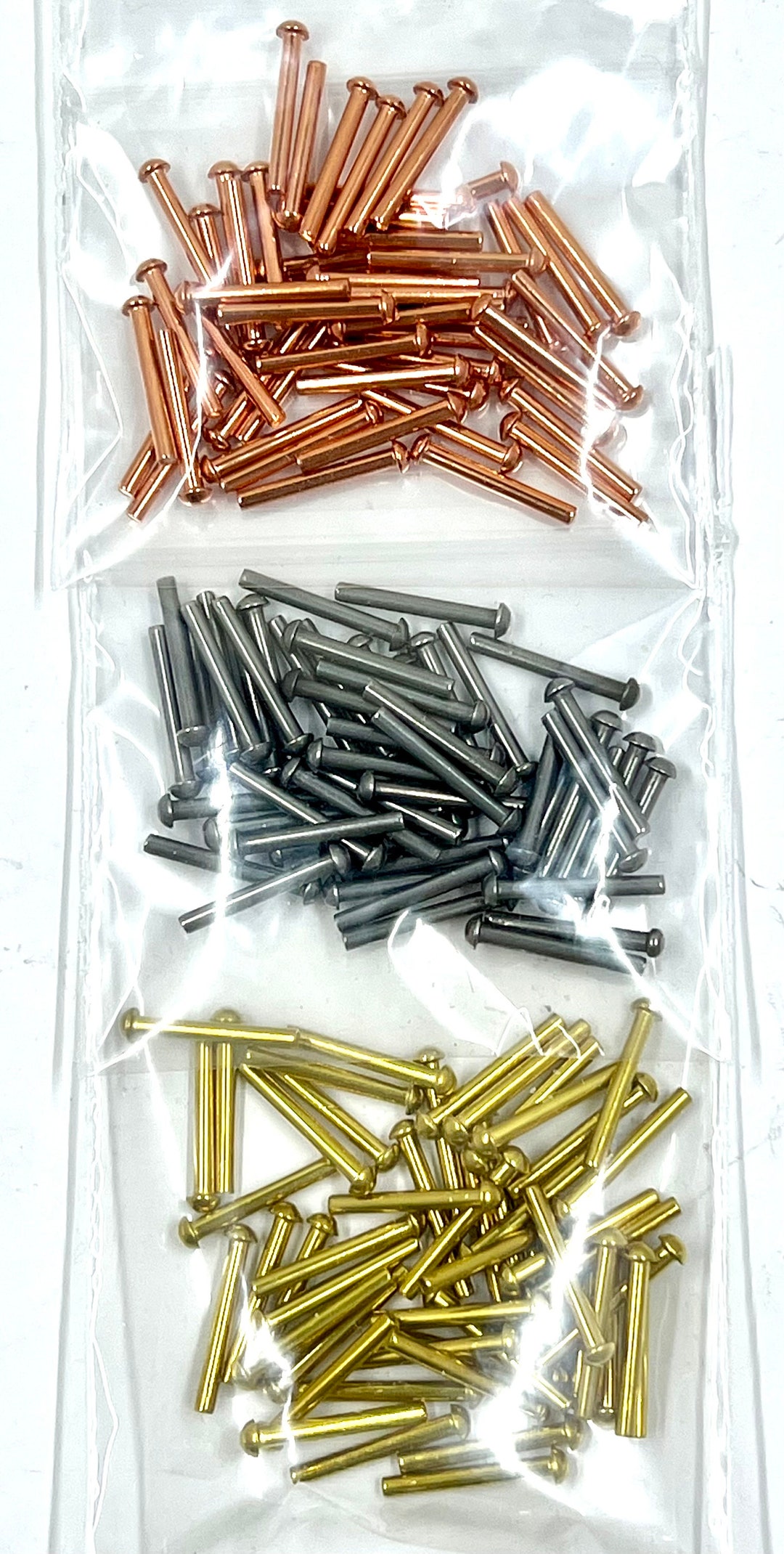50 Solid Micro Rivets 1/16 Micro Fasteners, Brass, Copper, Iron Your