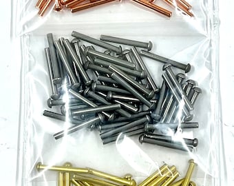 50 Solid Micro Rivets - 1/16” Micro Fasteners, Brass, Copper, Iron Your Choice,  Jewelry  Making, Round Head,  Jewelry and Craft Supply