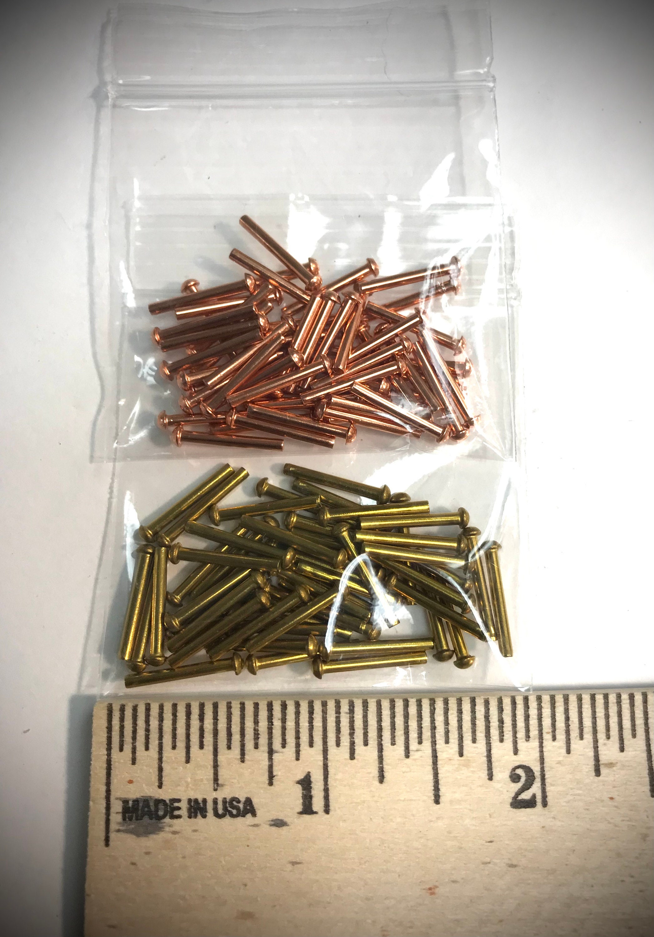 Solid Micro Rivets - 1/16”, Your Choice Copper or Brass, 50 or 100 ...