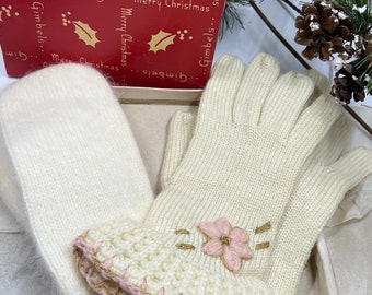 Vintage New Knit Gloves and Angora Mittens, NIB From Gimbles - Fashions From Yesteryear