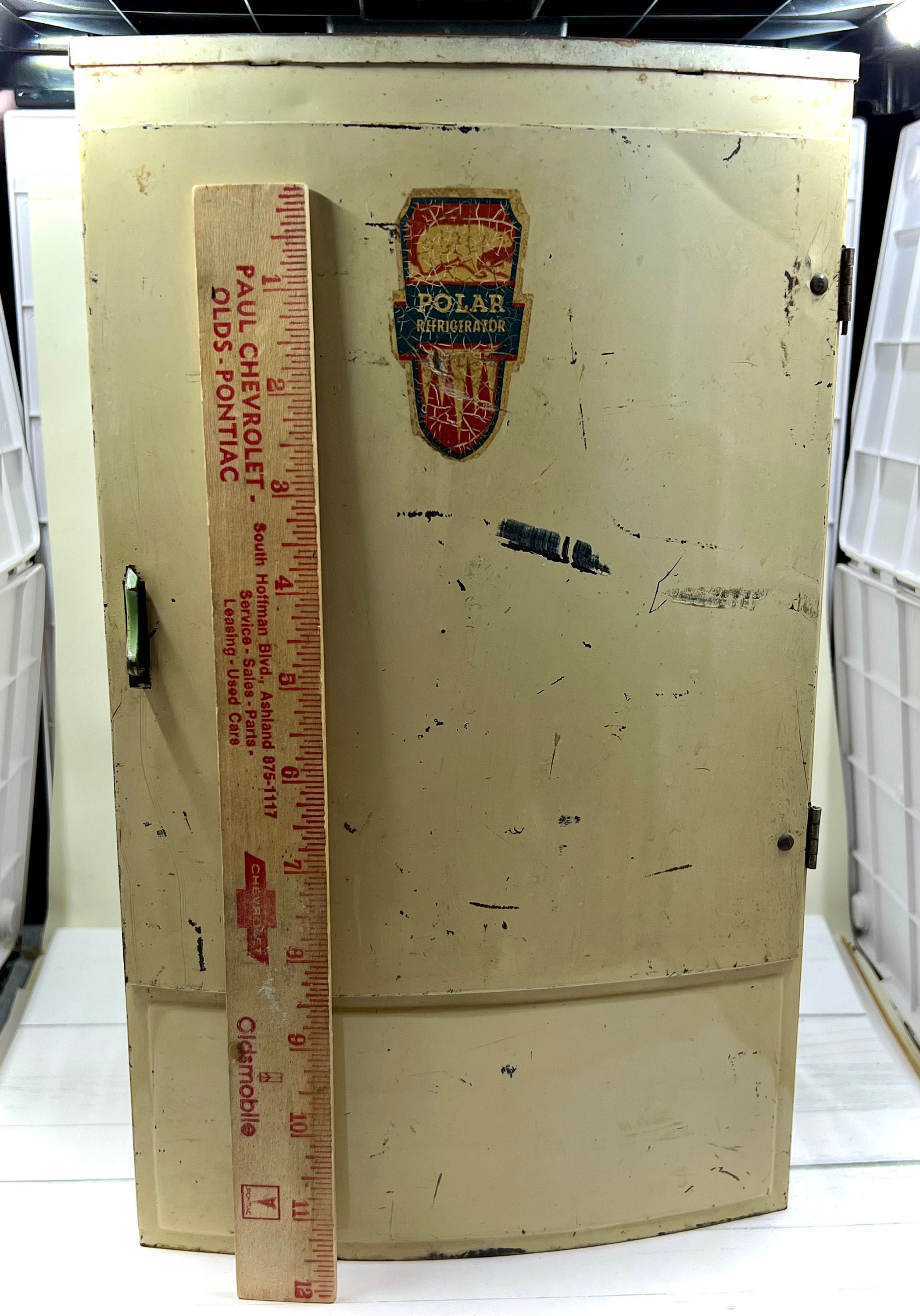 Vintage 1950's Wolverine Litho Tin Toy Polar Refrigerator Icebox