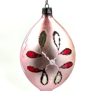 Vintage Hand Painted Poland Christmas Ornament Mercury Glass With Teardrop Shape, Holiday Supply and Decoration