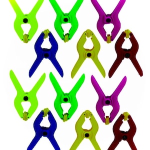 Nylon Spring Clamps, Set Of 12, Small But Strong and Wide, Opens A Full 1 Inch, Craft and Jewelry Supply
