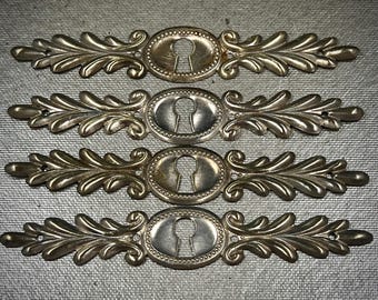 Escutcheons, Keyhole Cover, Set Of 4, Furniture Restoration, Wide, Rare, and Decorative