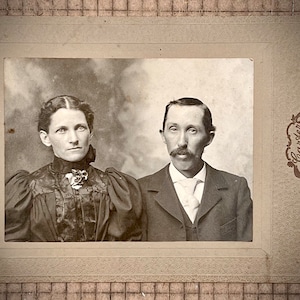 Fotografía antigua original de pareja, tarjeta de gabinete, imágenes de ayer, época victoriana, suministros para manualidades, coleccionables