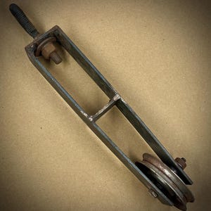 You Push, I&#39;ll Pull - Vintage Steel Pulley, Extended Bar With Eye Hook, Steampunk Decor