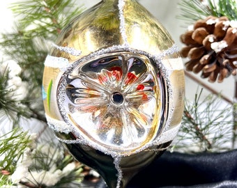 Vintage Hand Painted, Christmas Ornament Indent Mercury Glass, Holiday Supply and Decoration