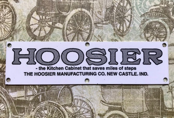 Hoosier Name plate Cabinet Label, Tag, Plaque