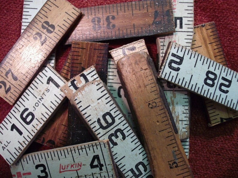 Vintage Folding Ruler Pieces 12 Ruler Sections, or 10 Hinge Sections, Your Choice, Drilled or Undrilled, Craft and Jewelry Supply image 2