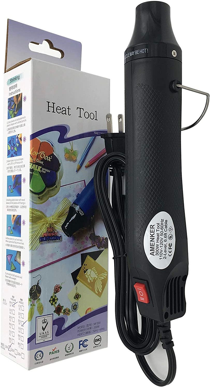 Mini Heat Gun for Epoxy Resin 300W Portable Handheld Black Heat Gun for Crafts Embossing, Shrink Wrapping, Drying Paint, Clay, Rubber Stamp Heat