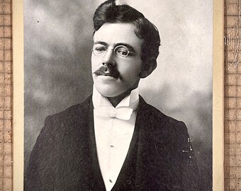 Original Antique Cabinet Card Photograph, Picture Of Victorian Gentleman With Monocle, Photographer Rothschild, Craft Supply, Collectible