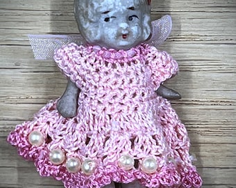 Oh Baby Doll Baby - Bambola Kewpie in bisquit vintage, Frozen Charlotte