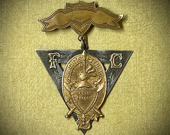 Antica medaglia dei Cavalieri di Pizia, spilla dell'ordine fraterno, punzonata 1870, nuova vecchia scorta, placcata in argento, raro oggetto da collezione