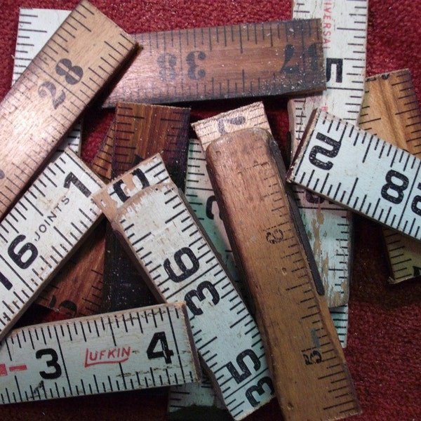 Vintage Folding Ruler Pieces - 12 Ruler Sections, or 10 Hinge Sections, Your Choice, Drilled or Undrilled, Craft and Jewelry Supply
