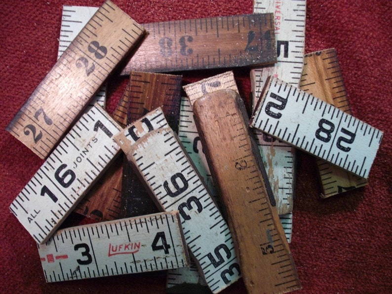 Vintage Folding Ruler Pieces 12 Ruler Sections, or 10 Hinge Sections, Your Choice, Drilled or Undrilled, Craft and Jewelry Supply image 1