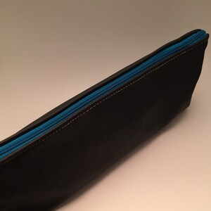 Avec fermeture éclair zip large pochette-teal et cuir gris