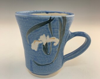 Blue Mug With Iris Flowers