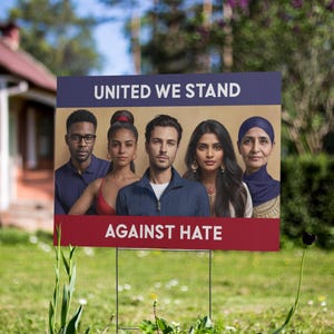 United Against Hate Yard Sign, human rights, social justice, civil rights, resistance sign